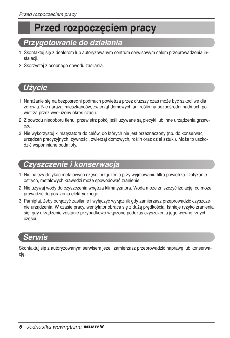 Przed rozpoczęciem pracy | LG ARNU12GB1G2 User Manual | Page 102 / 205