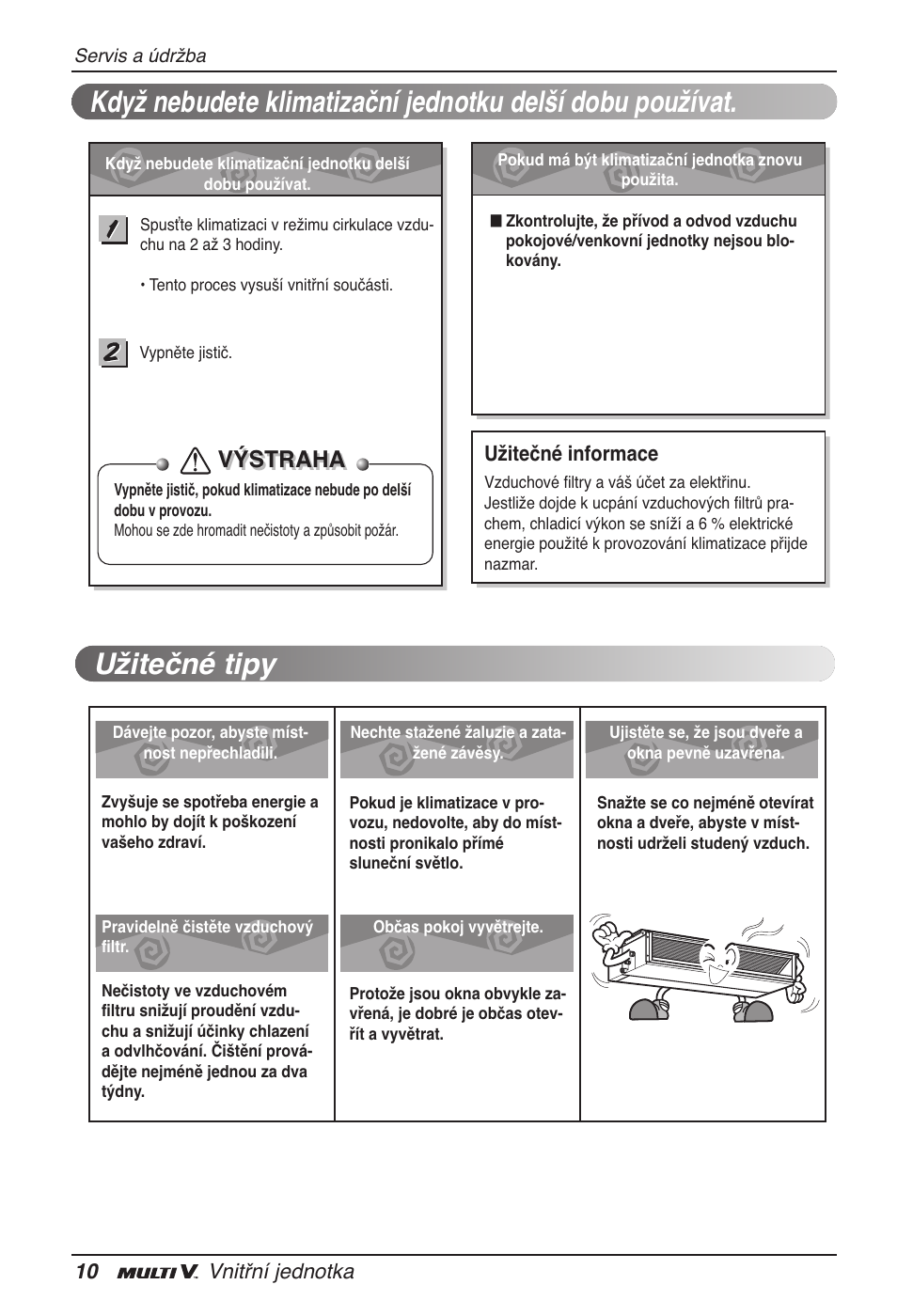 Užitečné tipy, Výstraha | LG ARNU12GB1G2 User Manual | Page 130 / 205