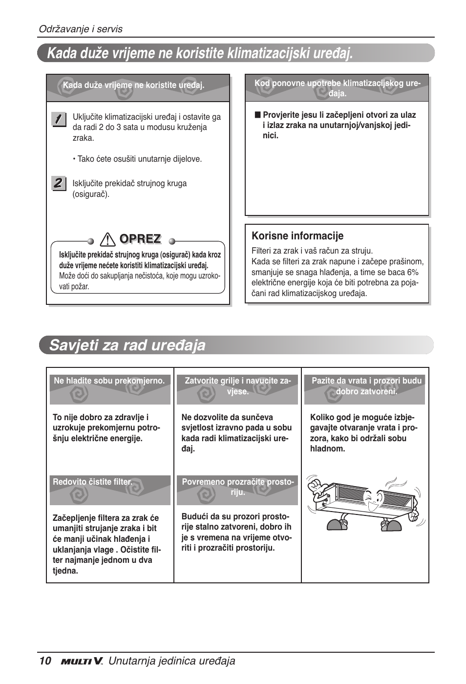 Savjeti za rad uređaja, Oprez | LG ARNU12GB1G2 User Manual | Page 178 / 205