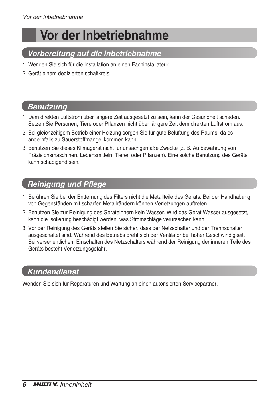 Vor der inbetriebnahme | LG ARNU12GB1G2 User Manual | Page 54 / 205