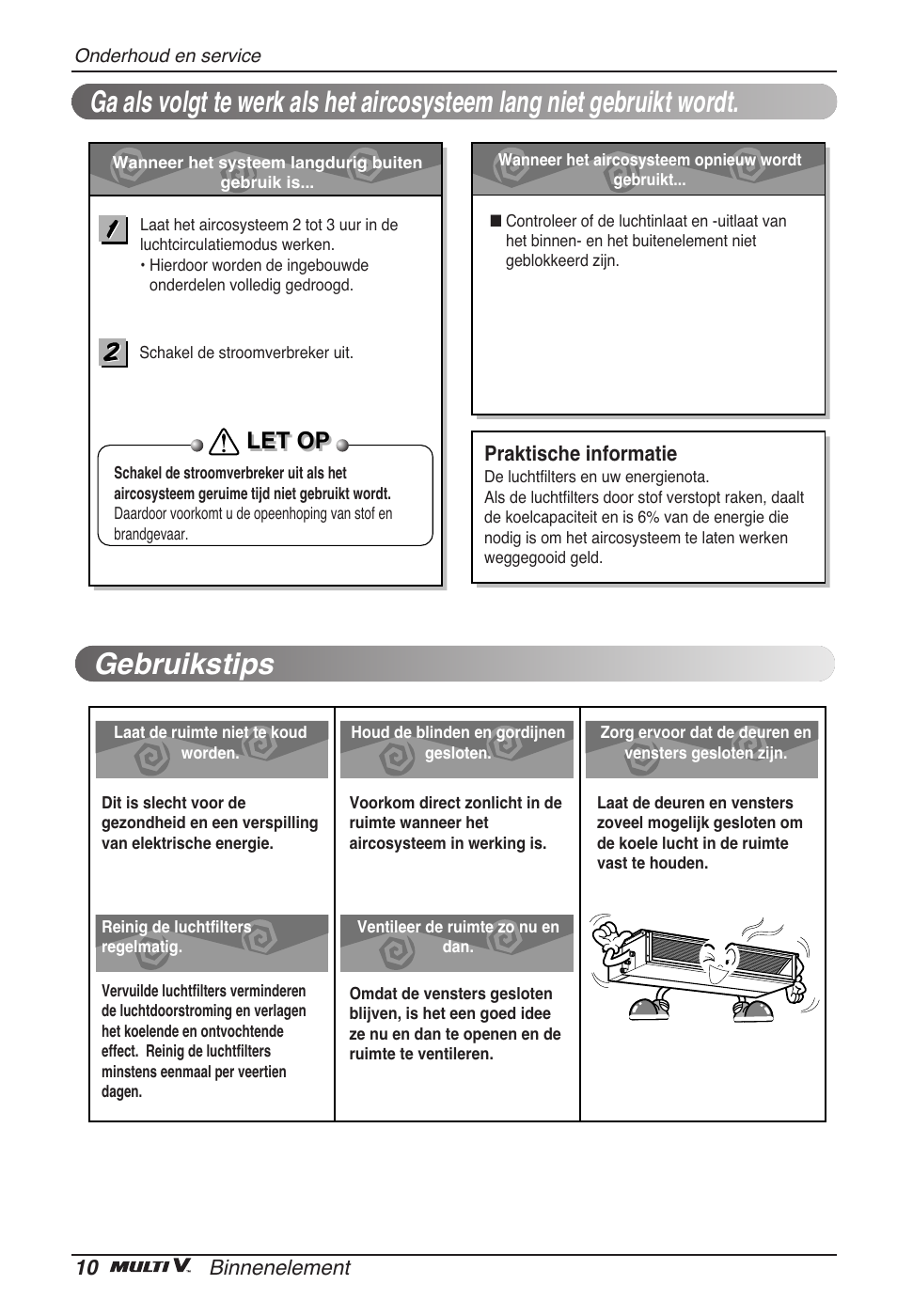 Gebruikstips, Let op | LG ARNU12GB1G2 User Manual | Page 94 / 205