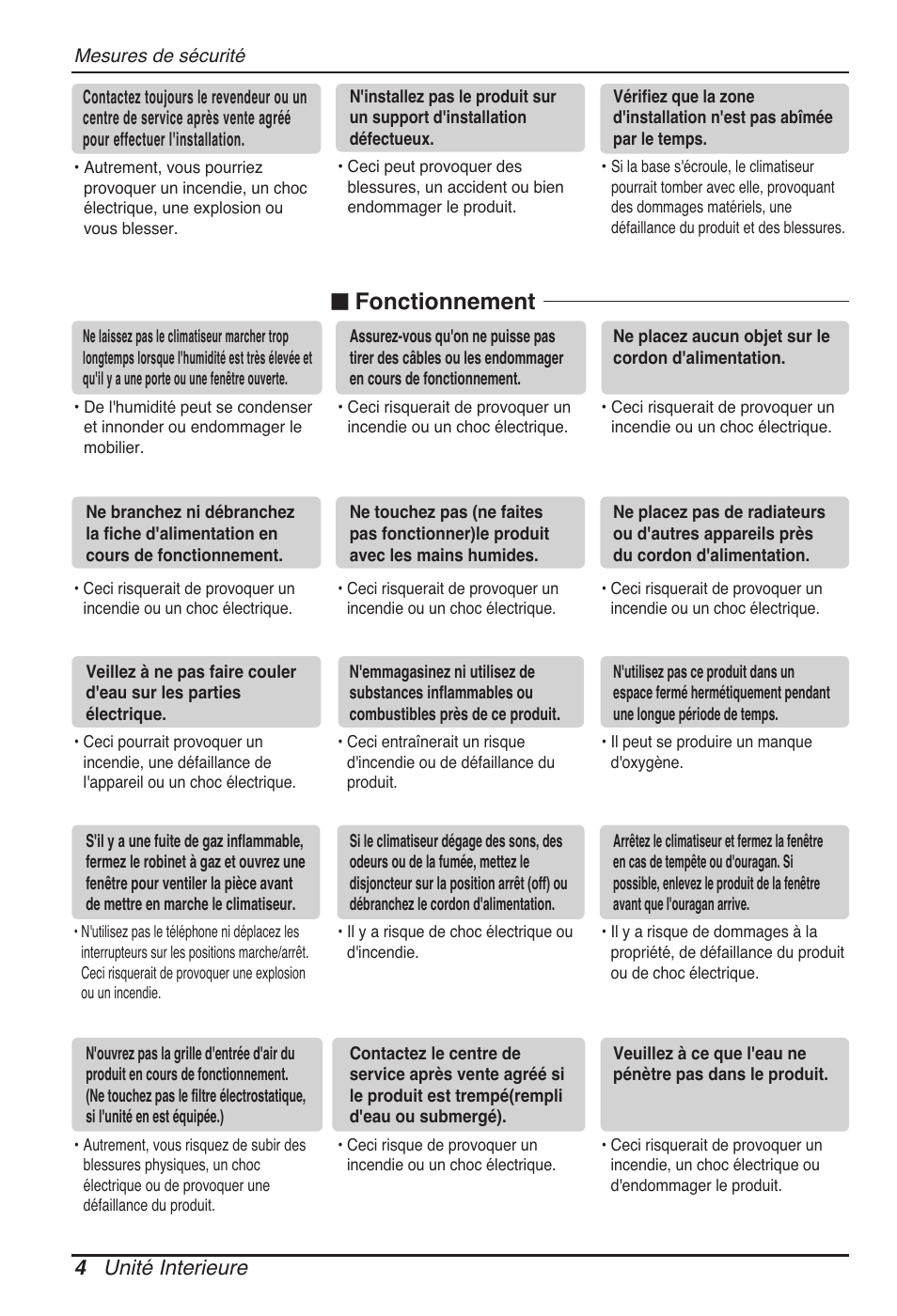 Fonctionnement, 4 unité interieure | LG MT11AH User Manual | Page 112 / 685