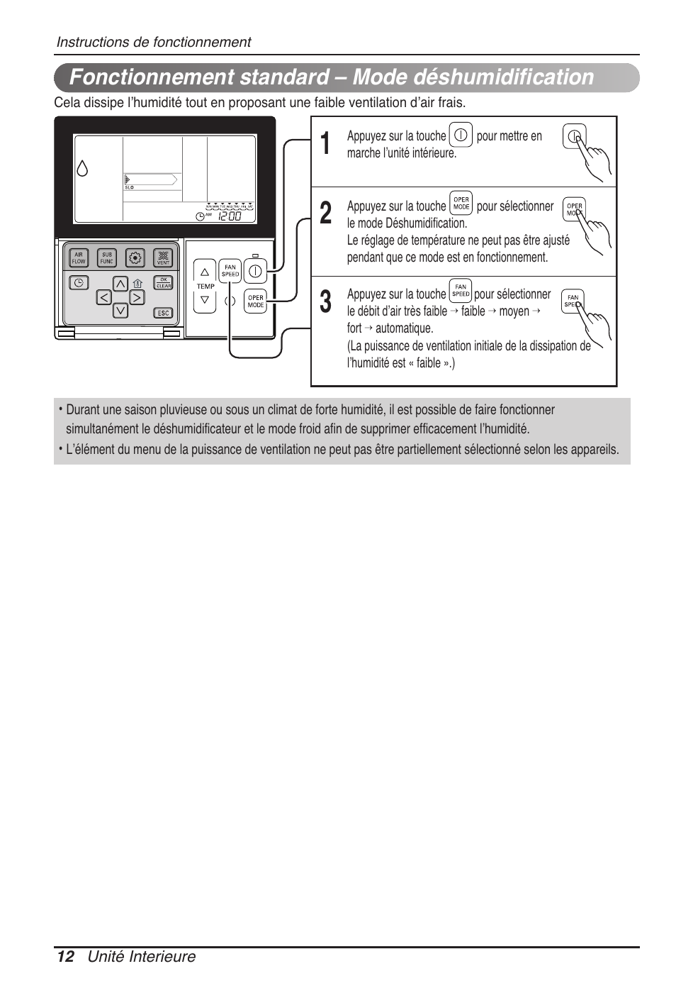 Fonctionnement standard – mode déshumidification | LG MT11AH User Manual | Page 120 / 685