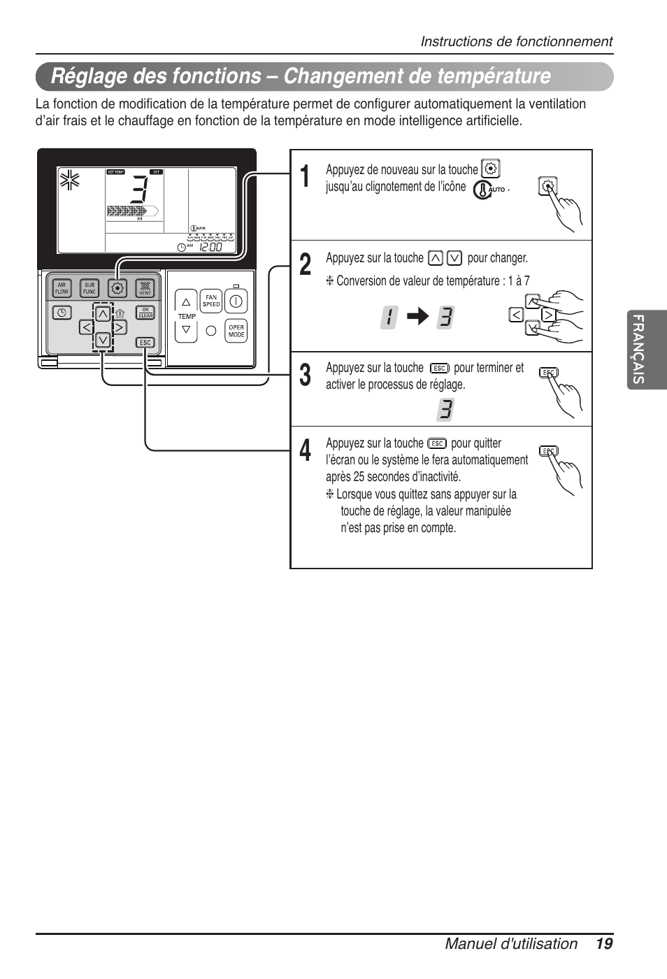 Réglage des fonctions – changement de température | LG MT11AH User Manual | Page 127 / 685