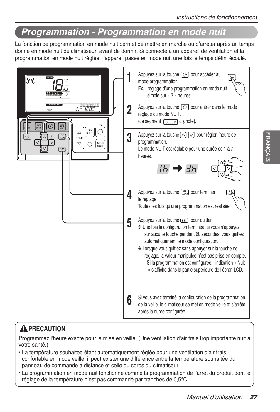 Programmation - programmation en mode nuit | LG MT11AH User Manual | Page 135 / 685