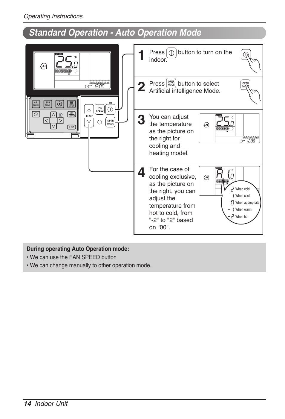 Standard operation - auto operation mode | LG MT11AH User Manual | Page 14 / 685