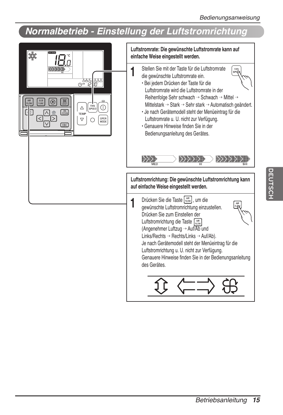 Normalbetrieb - einstellung der luftstromrichtung | LG MT11AH User Manual | Page 159 / 685