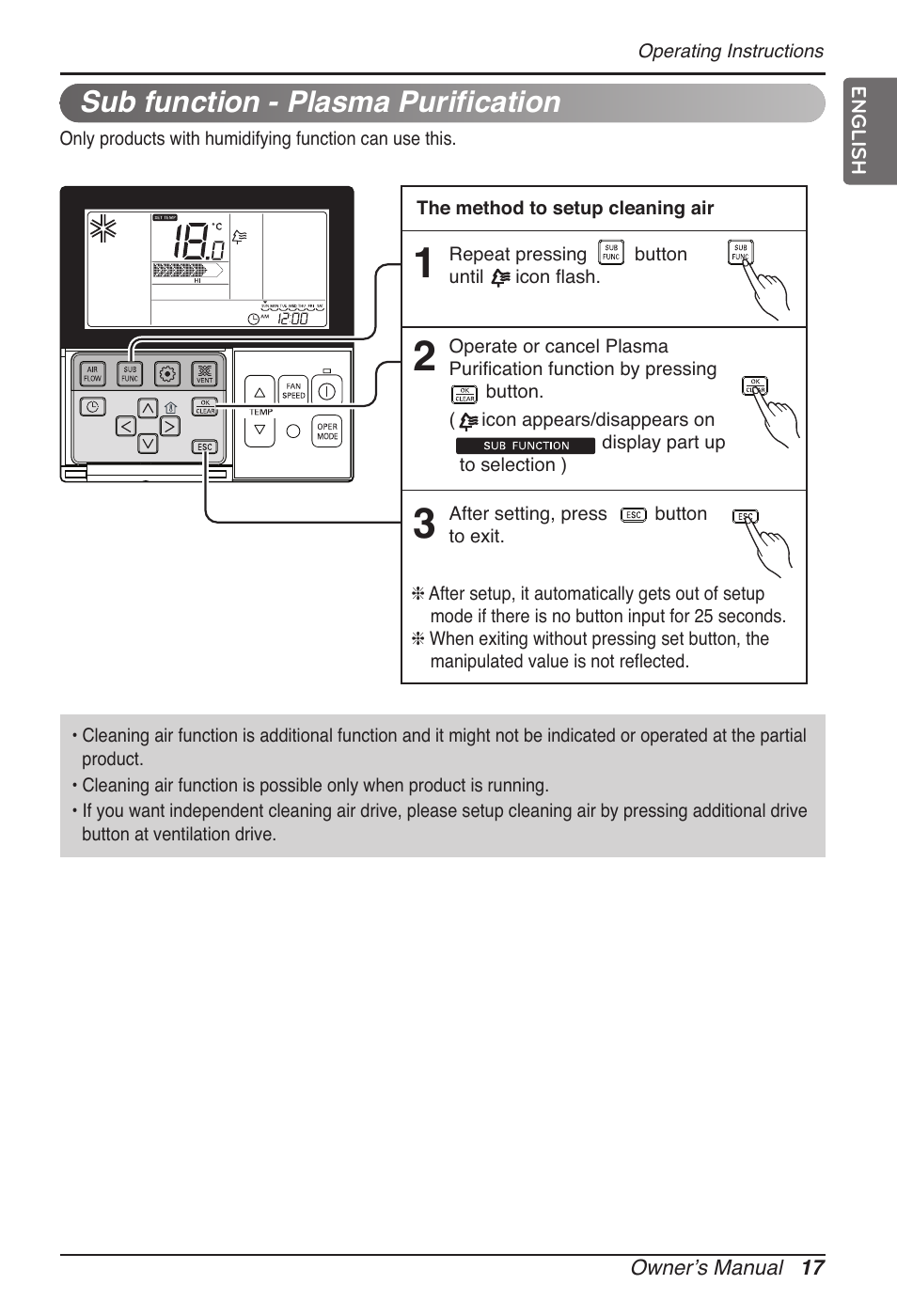 Sub function - plasma purification | LG MT11AH User Manual | Page 17 / 685