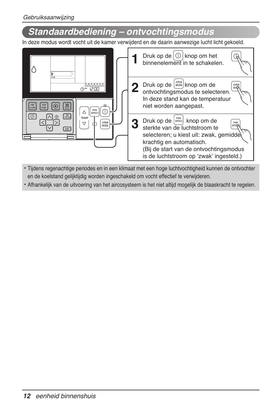 Standaardbediening – ontvochtingsmodus | LG MT11AH User Manual | Page 264 / 685