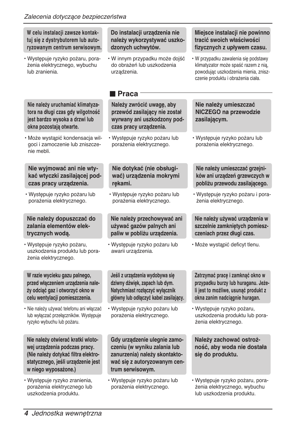 Praca, 4 jednostka wewnętrzna | LG MT11AH User Manual | Page 292 / 685