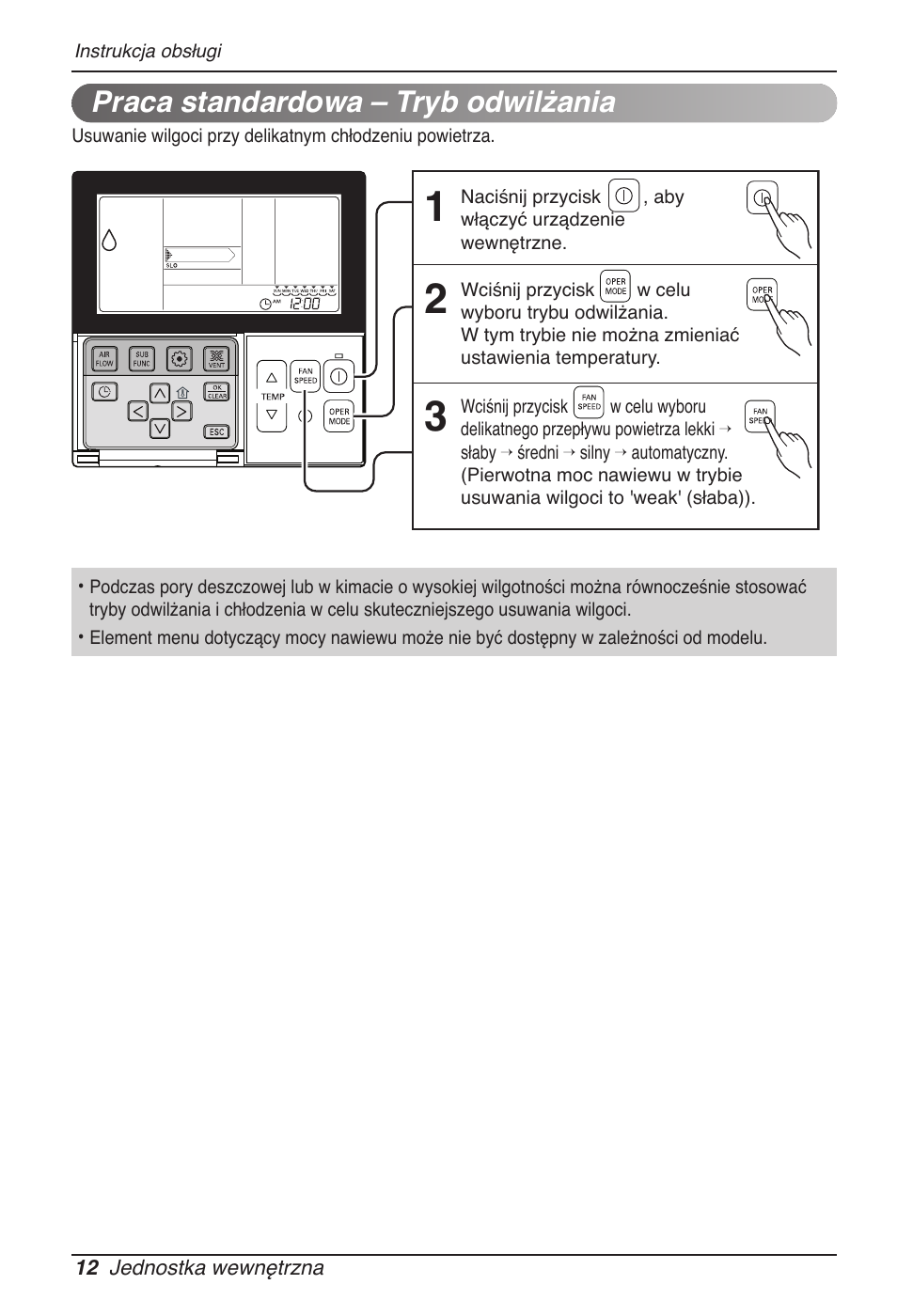 Praca standardowa – tryb odwilżania | LG MT11AH User Manual | Page 300 / 685