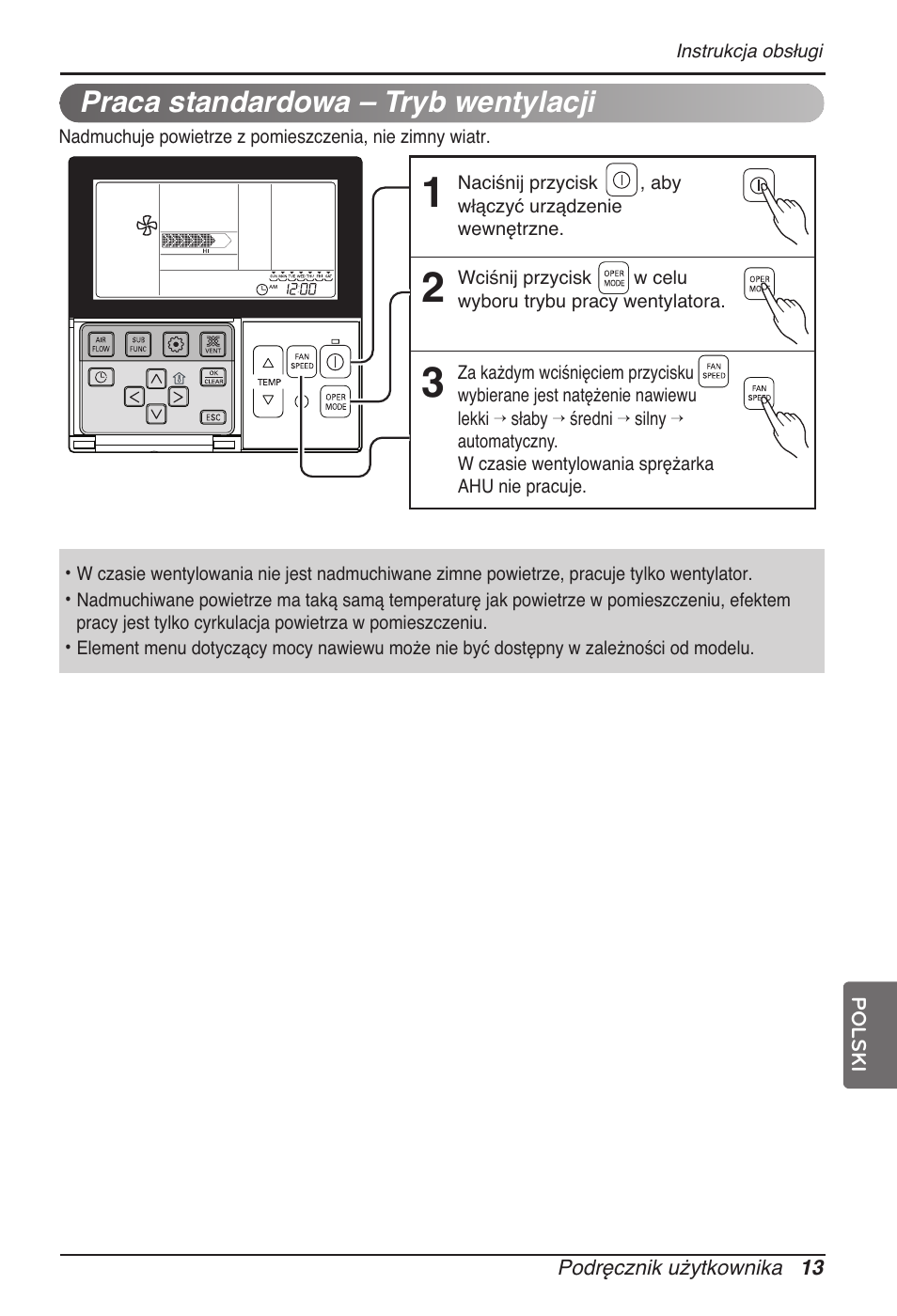 Praca standardowa – tryb wentylacji | LG MT11AH User Manual | Page 301 / 685