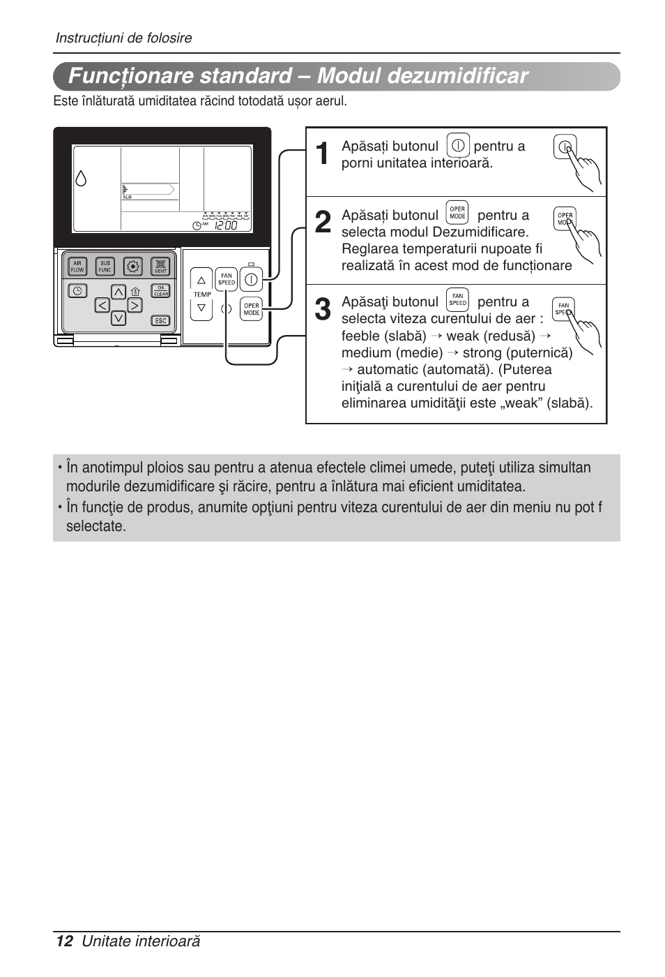 Funcţionare standard – modul dezumidificar | LG MT11AH User Manual | Page 336 / 685