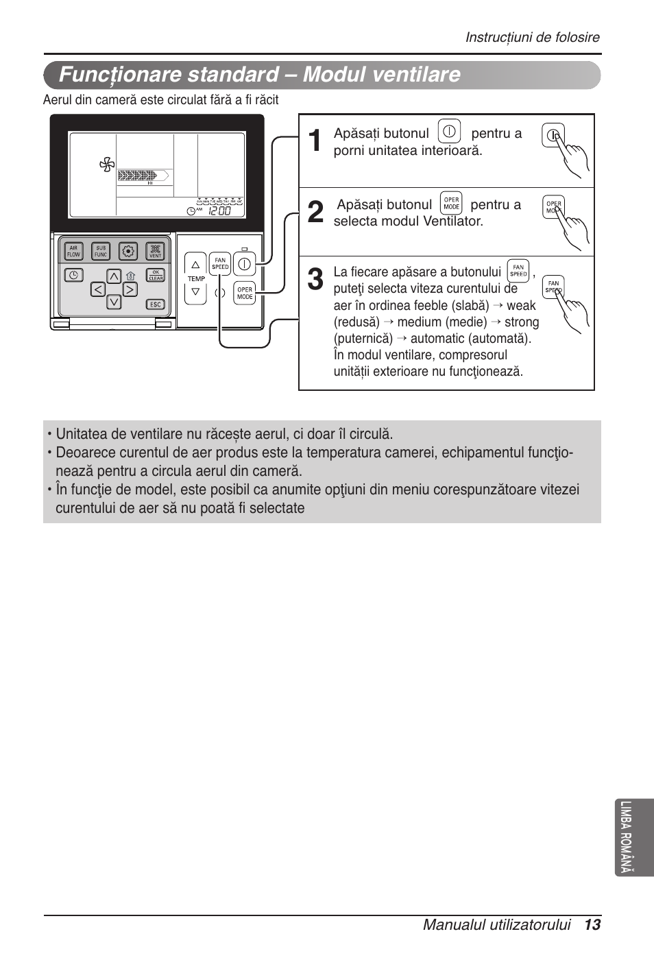 Funcţionare standard – modul ventilare | LG MT11AH User Manual | Page 337 / 685