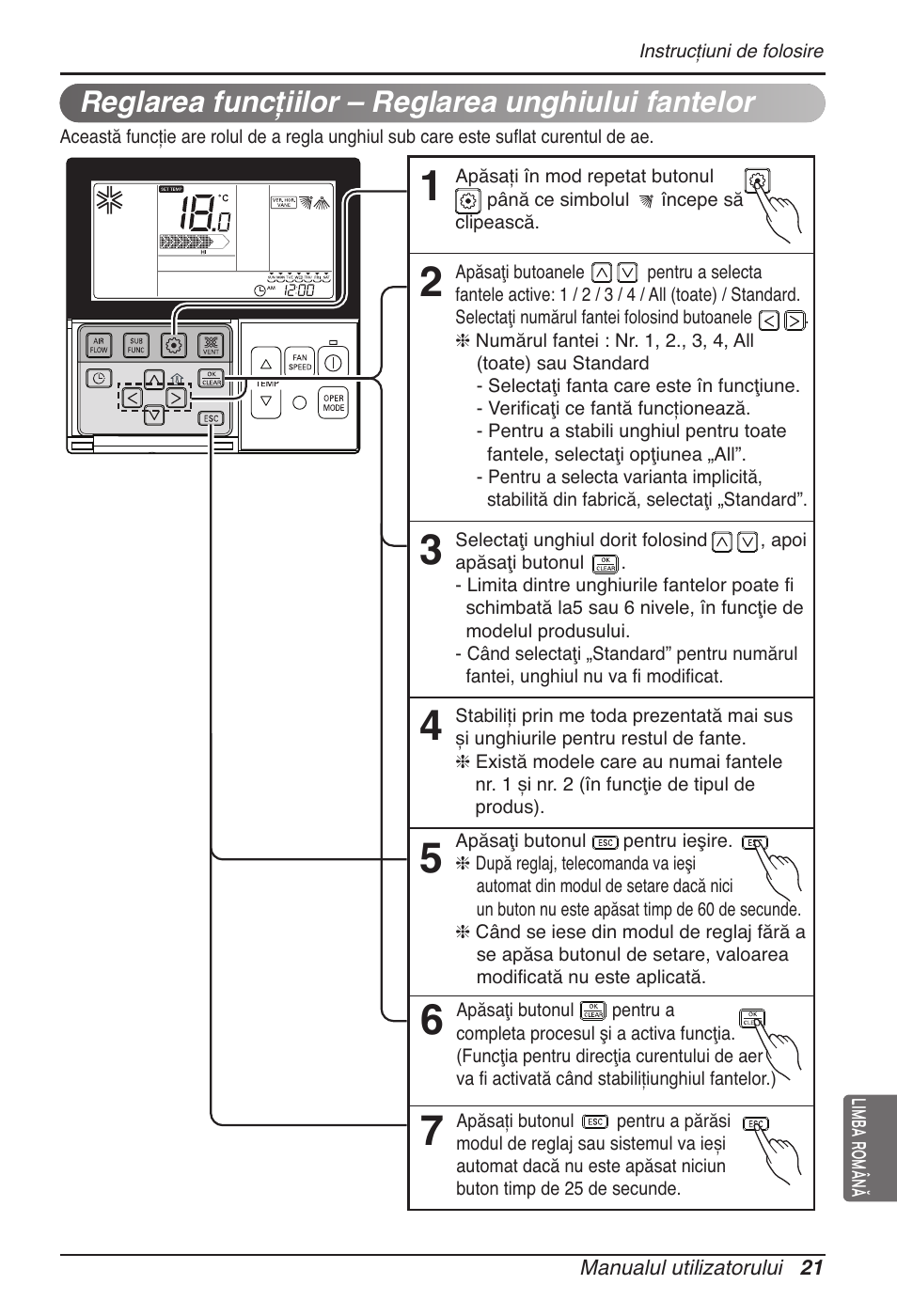 Reglarea funcţiilor – reglarea unghiului fantelor | LG MT11AH User Manual | Page 345 / 685