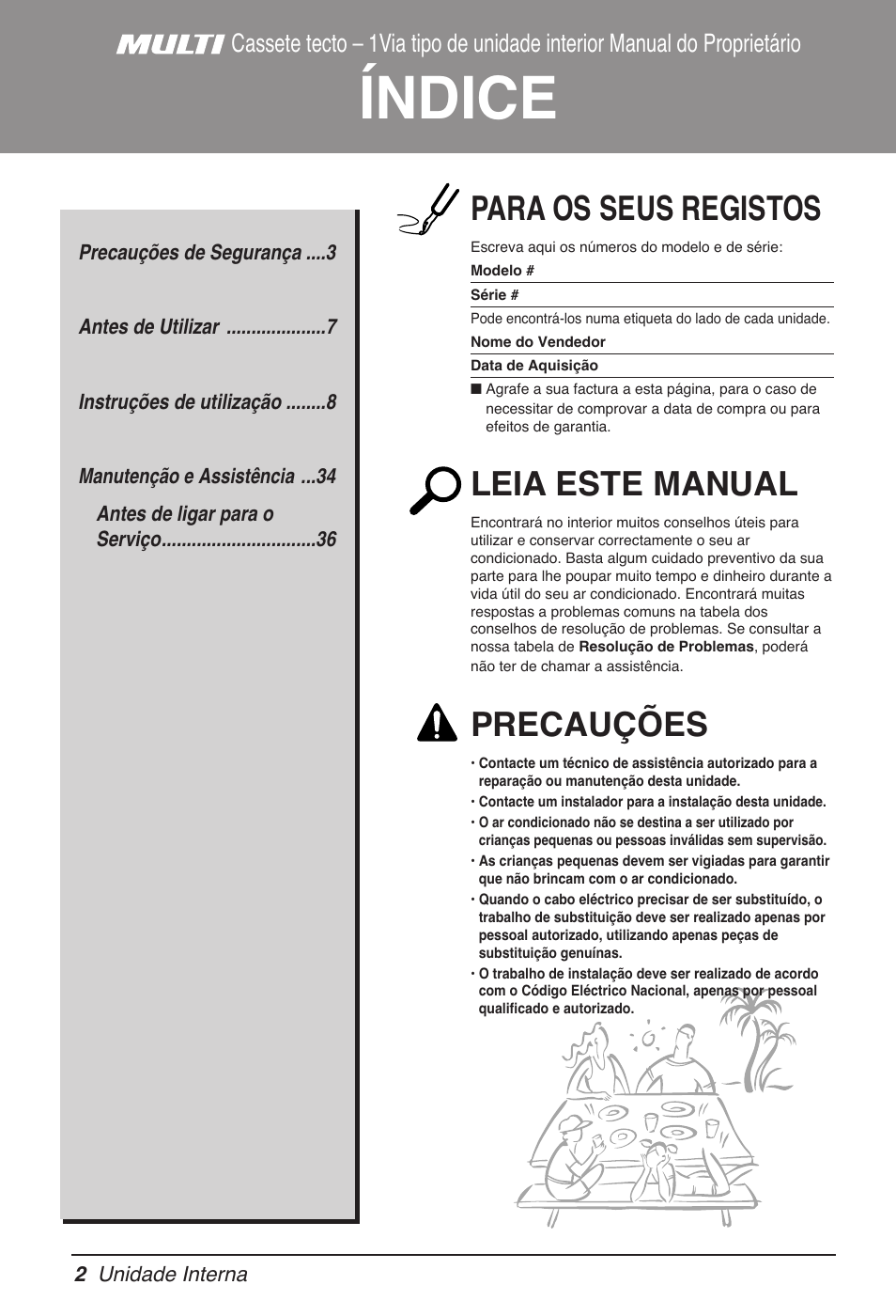 Índice, Para os seus registos, Leia este manual | Precauções | LG MT11AH User Manual | Page 362 / 685