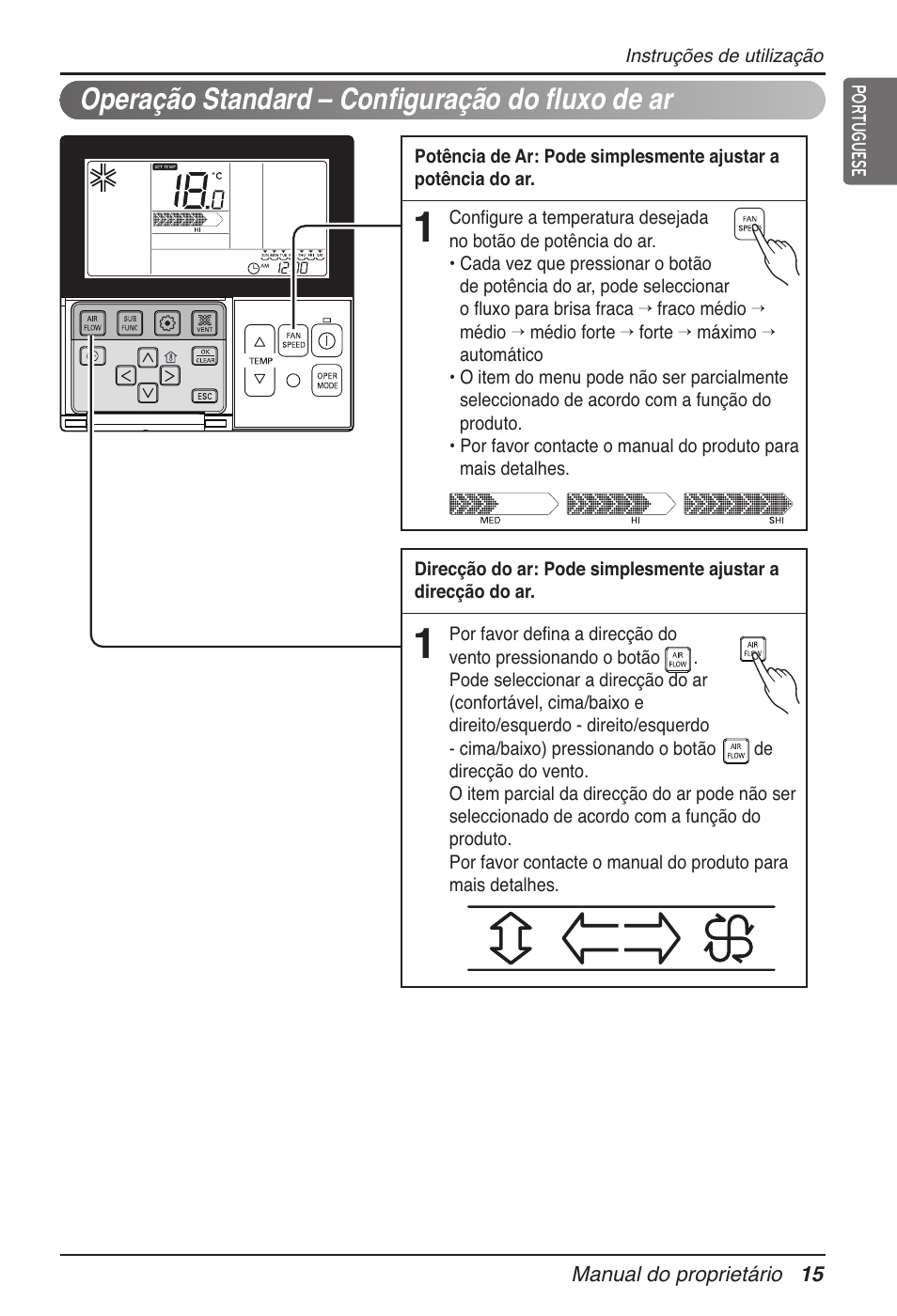 Operação standard – configuração do fluxo de ar | LG MT11AH User Manual | Page 375 / 685