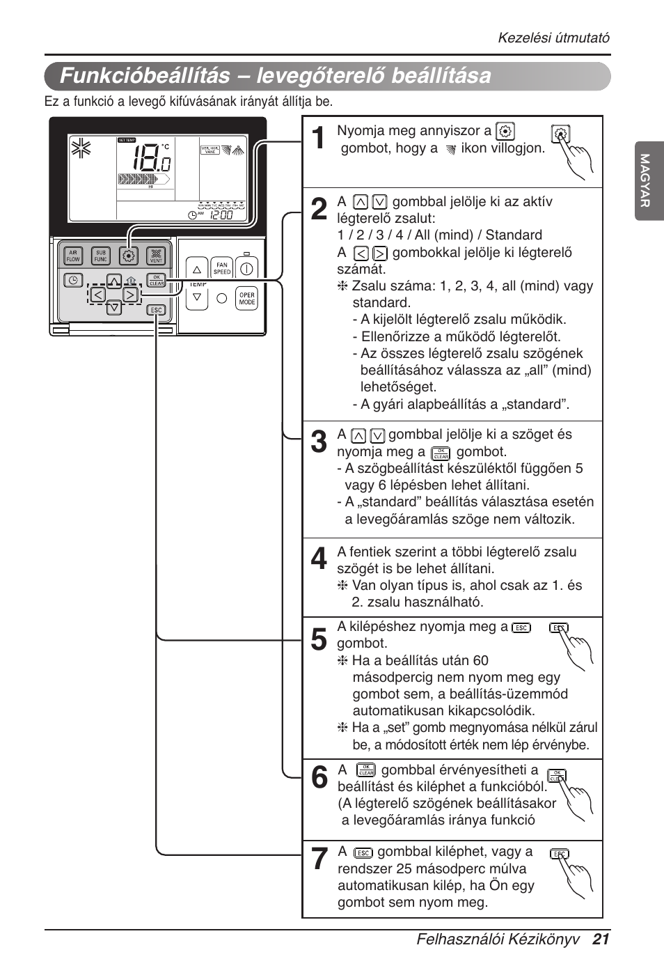 Funkcióbeállítás – levegőterelő beállítása | LG MT11AH User Manual | Page 417 / 685