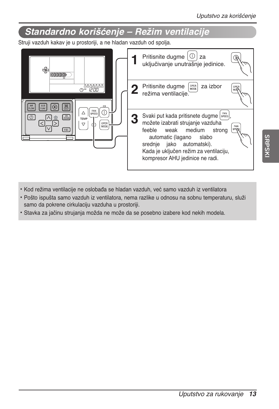 Standardno korišćenje – režim ventilacije | LG MT11AH User Manual | Page 481 / 685