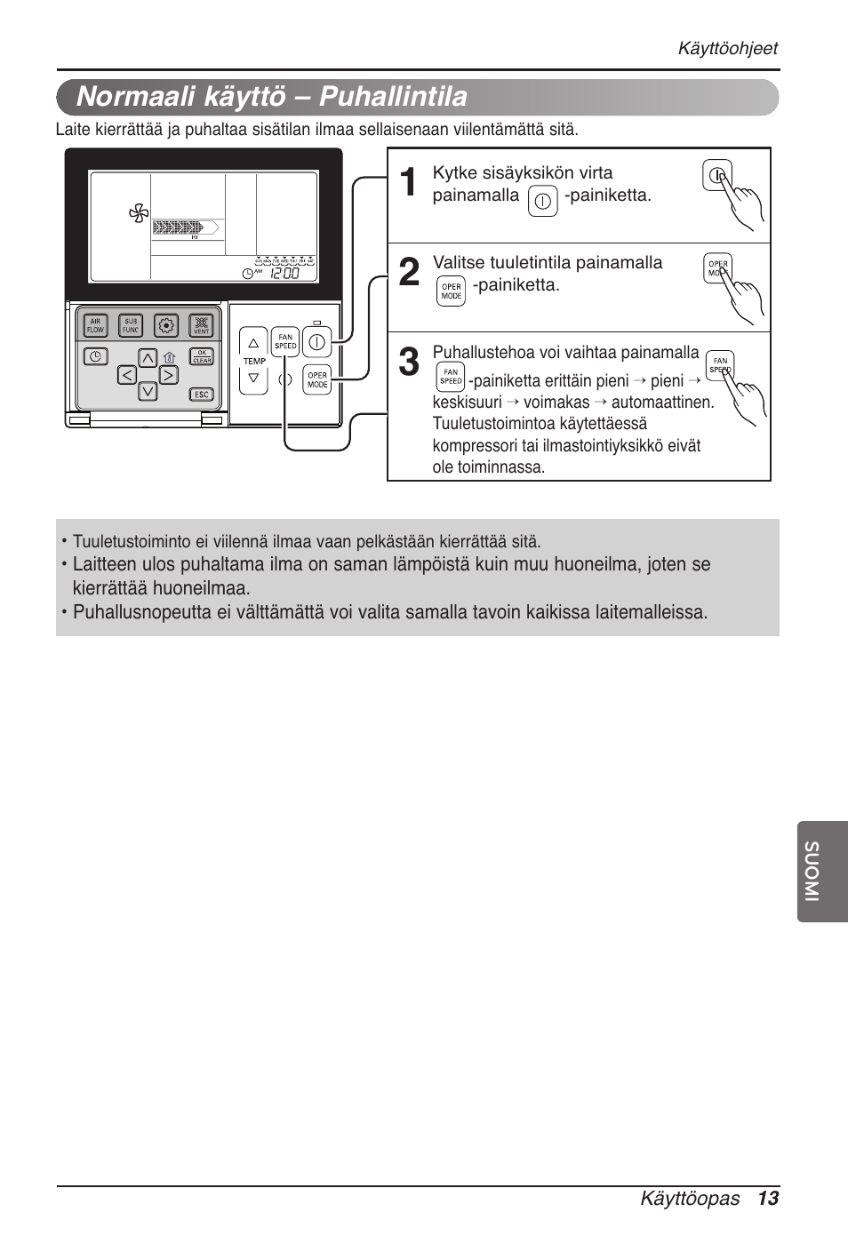 Normaali käyttö – puhallintila | LG MT11AH User Manual | Page 625 / 685