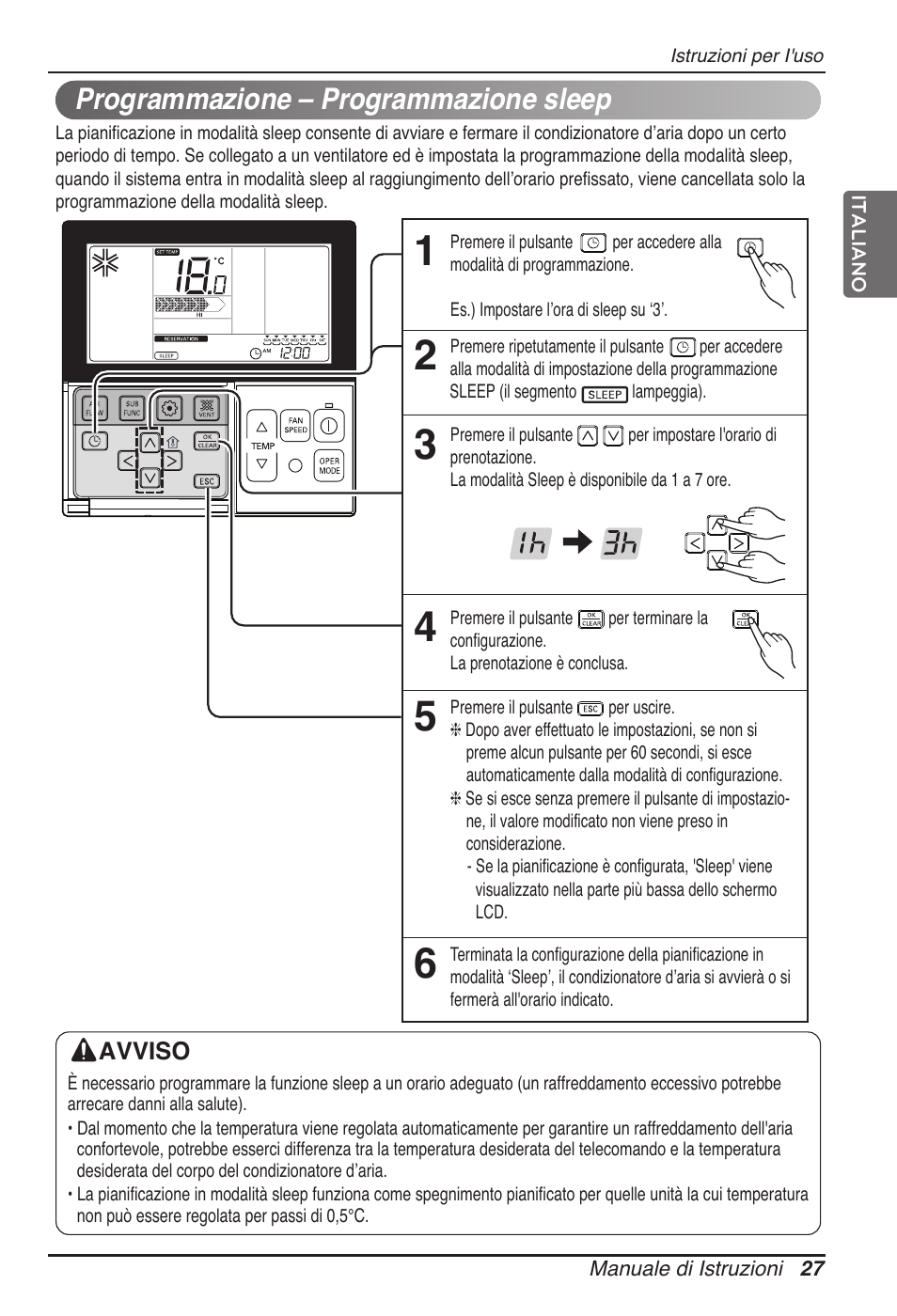 Programmazione – programmazione sleep | LG MT11AH User Manual | Page 63 / 685