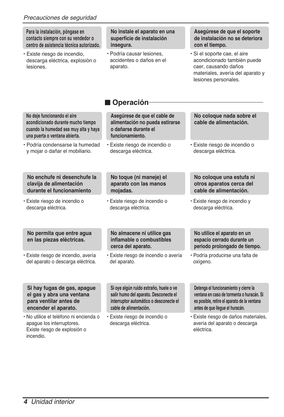 Operación, 4 unidad interior | LG MT11AH User Manual | Page 76 / 685