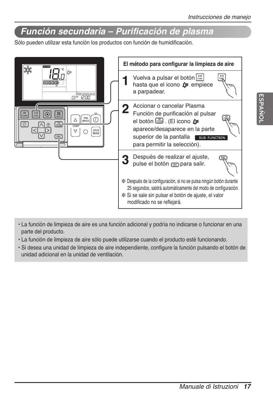 Función secundaria – purificación de plasma | LG MT11AH User Manual | Page 89 / 685