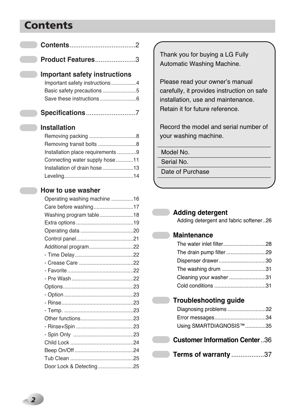 LG F1480FD9 User Manual | Page 2 / 40