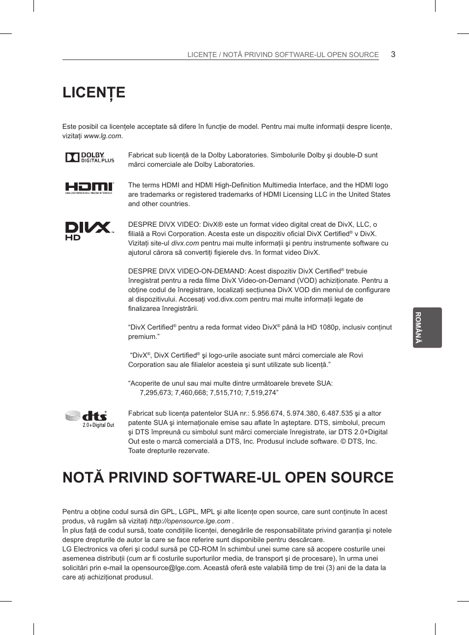 Licenţe, Notă privind software-ul open source | LG 55EA970V User Manual | Page 209 / 544