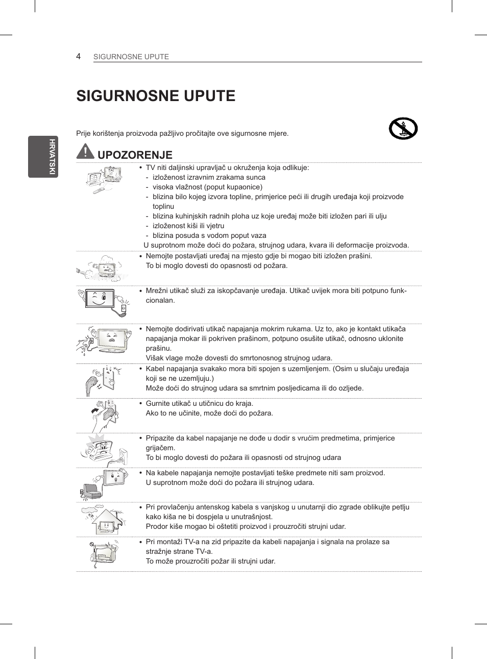 Sigurnosne upute, Upozorenje | LG 55EA970V User Manual | Page 390 / 544