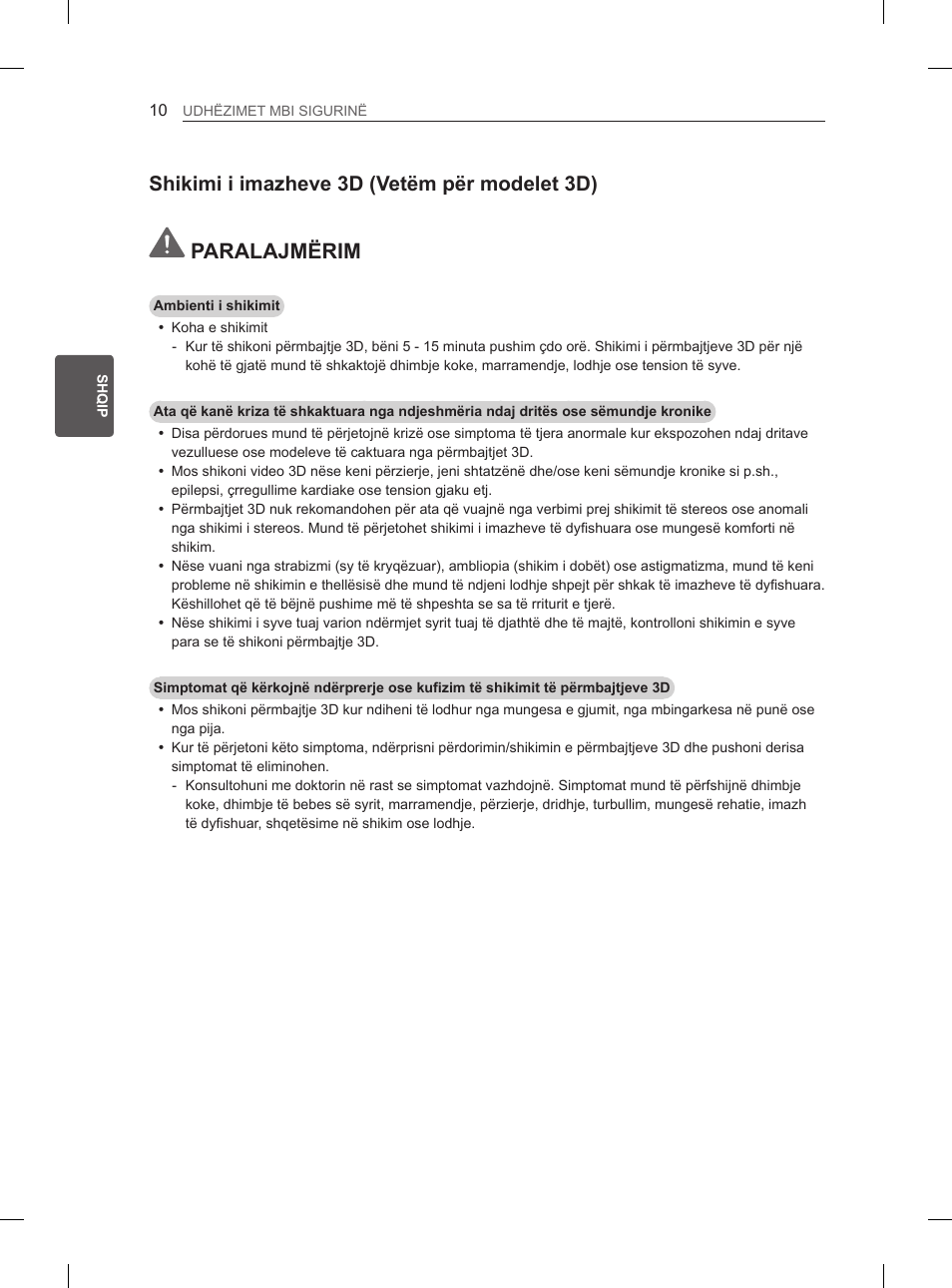 Paralajmërim, Shikimi i imazheve 3d (vetëm për modelet 3d) | LG 55EA970V User Manual | Page 426 / 544