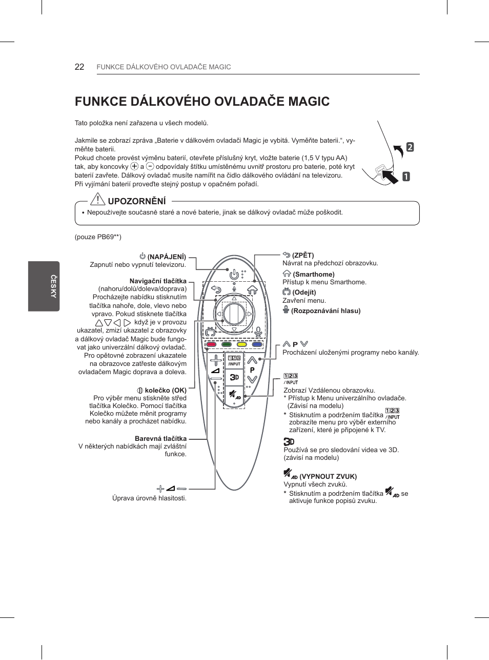 Funkce dálkového ovladače magic | LG 50PB660V User Manual | Page 127 / 447