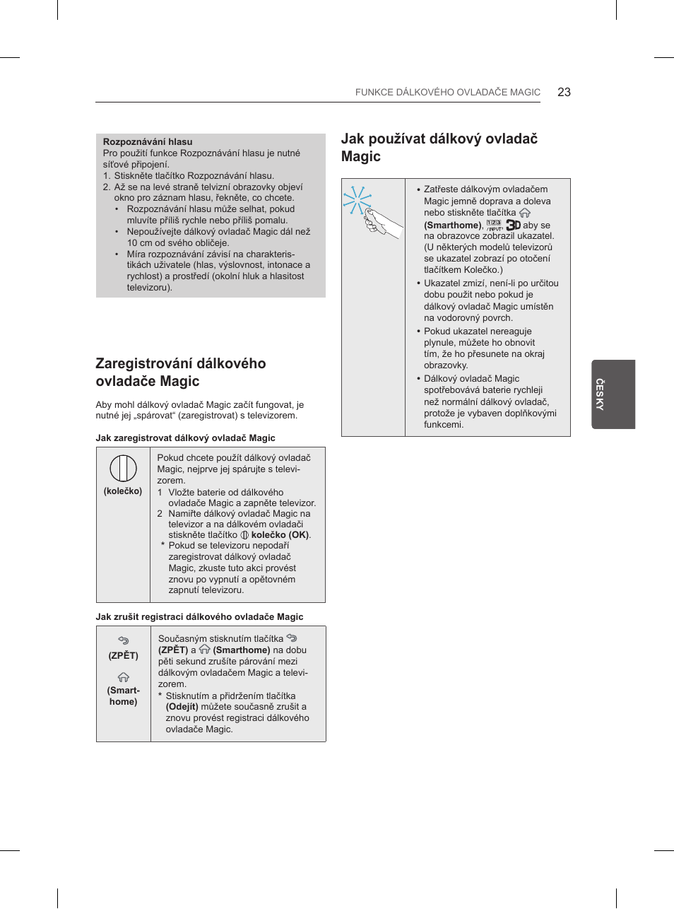 Zaregistrování dálkového ovladače magic, Jak používat dálkový ovladač magic | LG 50PB660V User Manual | Page 128 / 447