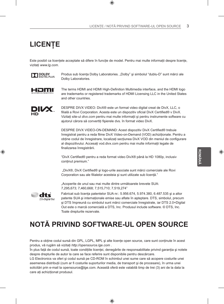 Licenţe, Notă privind software-ul open source | LG 60LN575S User Manual | Page 162 / 555