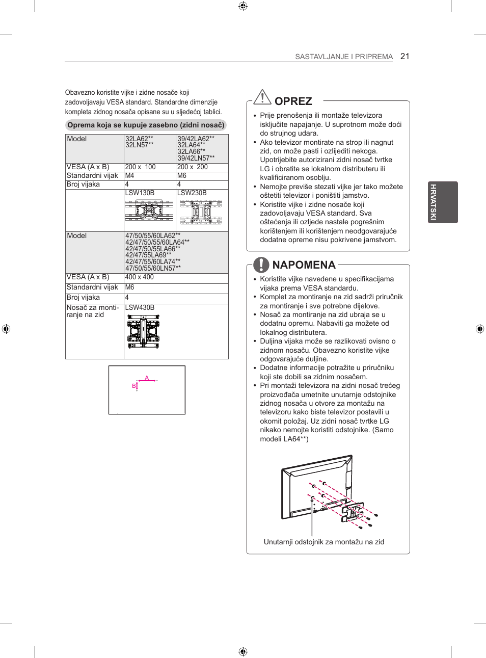 Oprez, Napomena | LG 60LN575S User Manual | Page 360 / 555