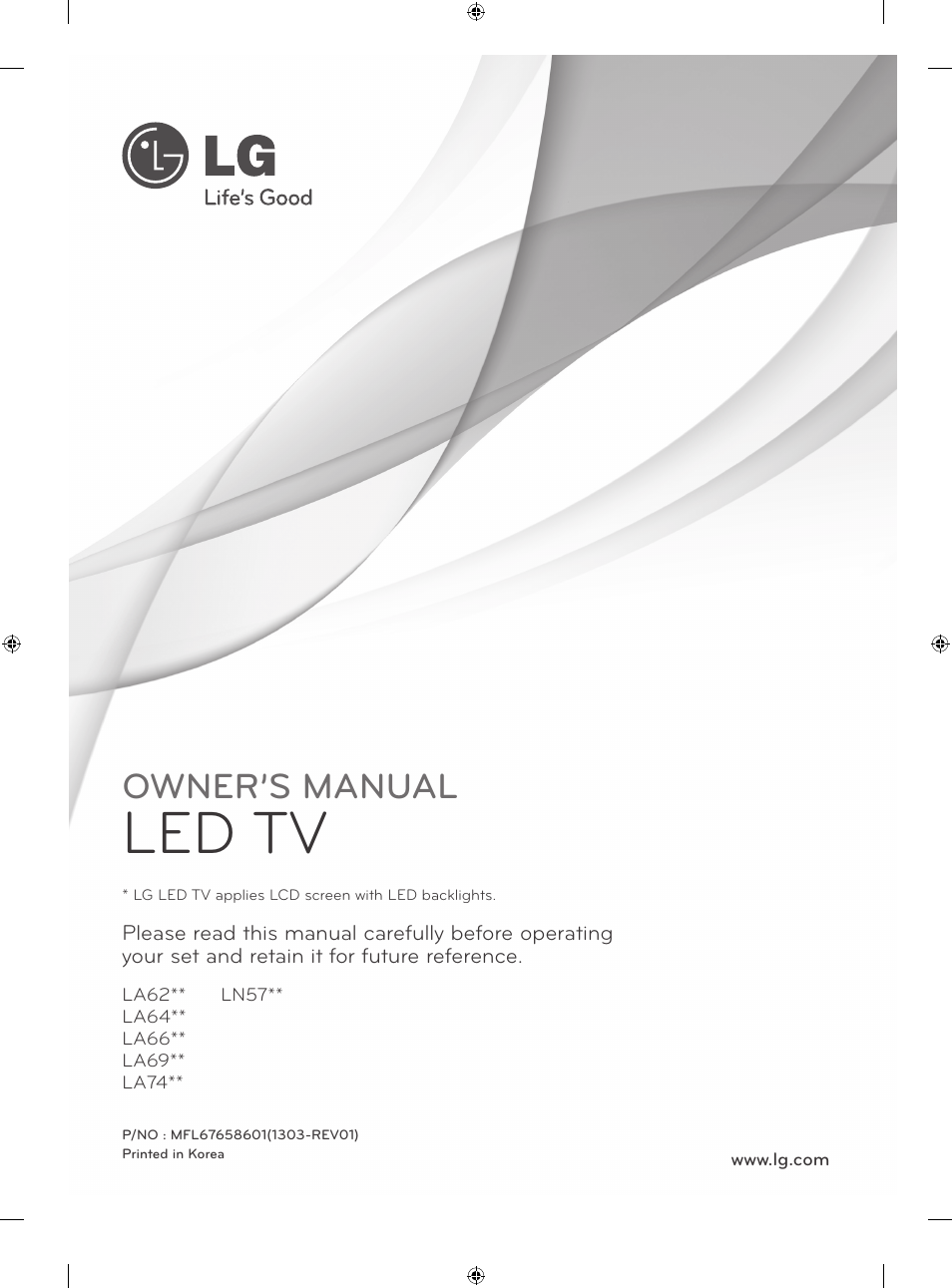 Fromt, Led tv, Owner’s manual | LG 60LN575S User Manual | Page 4 / 555