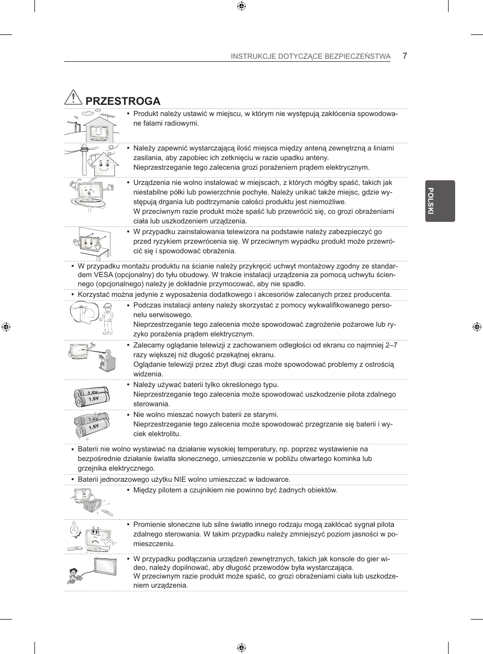 Przestroga | LG 60LN575S User Manual | Page 76 / 555