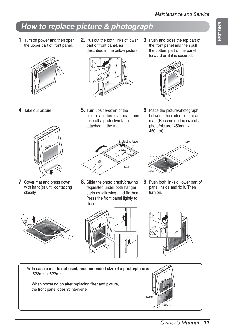 How to replace picture & photograph | LG ARNU09GSFE2 User Manual | Page 11 / 239