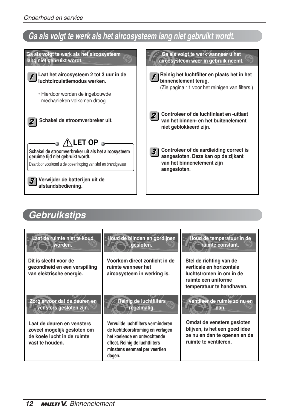 Let op, 12 binnenelement | LG ARNU09GSFE2 User Manual | Page 110 / 239