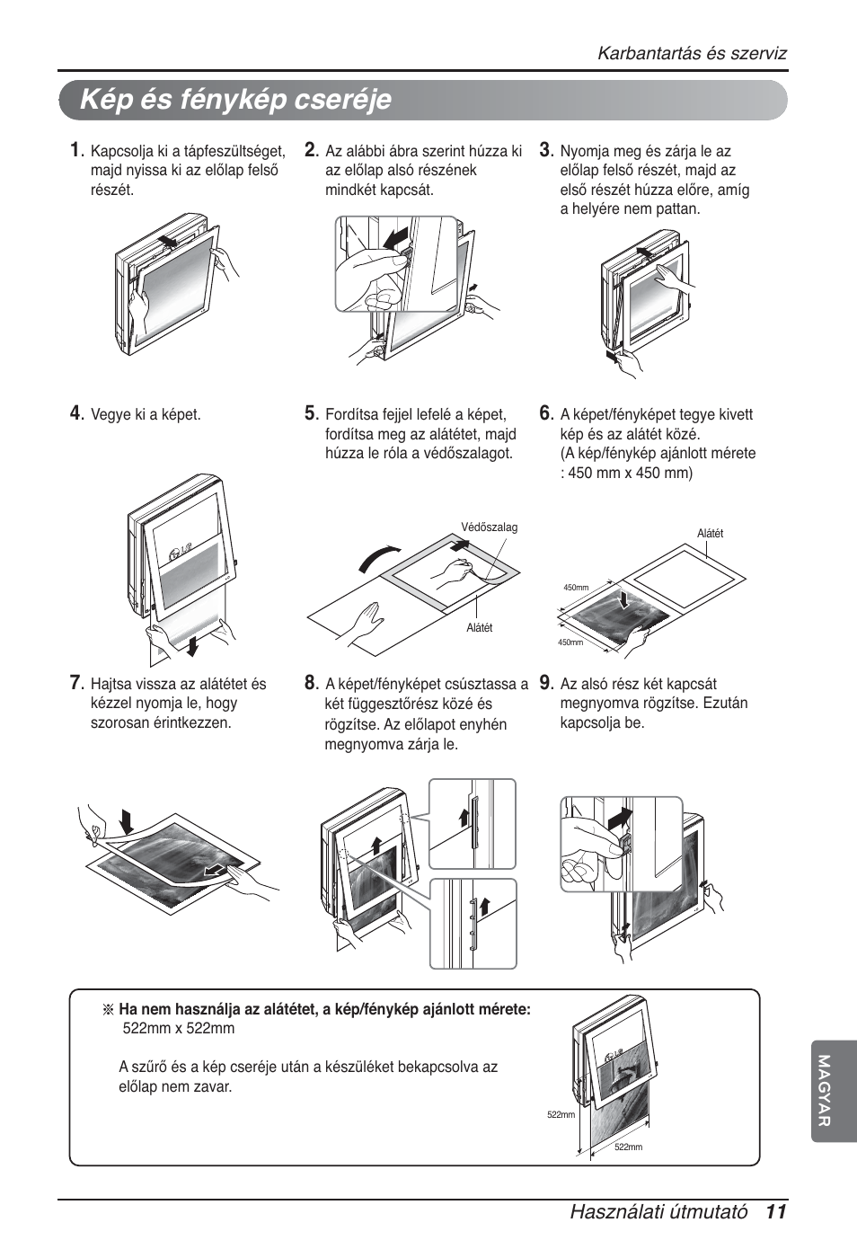 Kép és fénykép cseréje, Használati útmutató 11 | LG ARNU09GSFE2 User Manual | Page 137 / 239