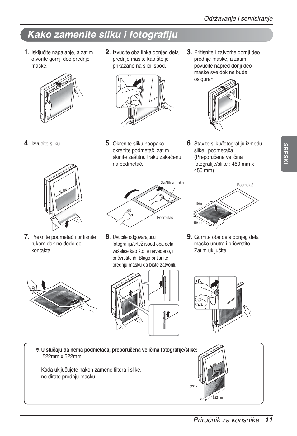 Kako zamenite sliku i fotografiju, Priručnik za korisnike 11 | LG ARNU09GSFE2 User Manual | Page 193 / 239