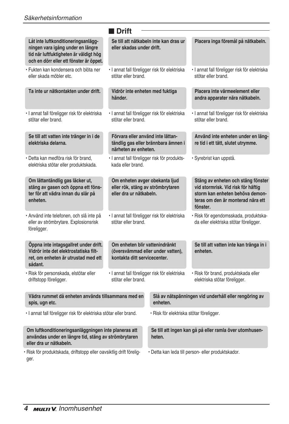 N drift, 4inomhusenhet | LG ARNU09GSFE2 User Manual | Page 214 / 239