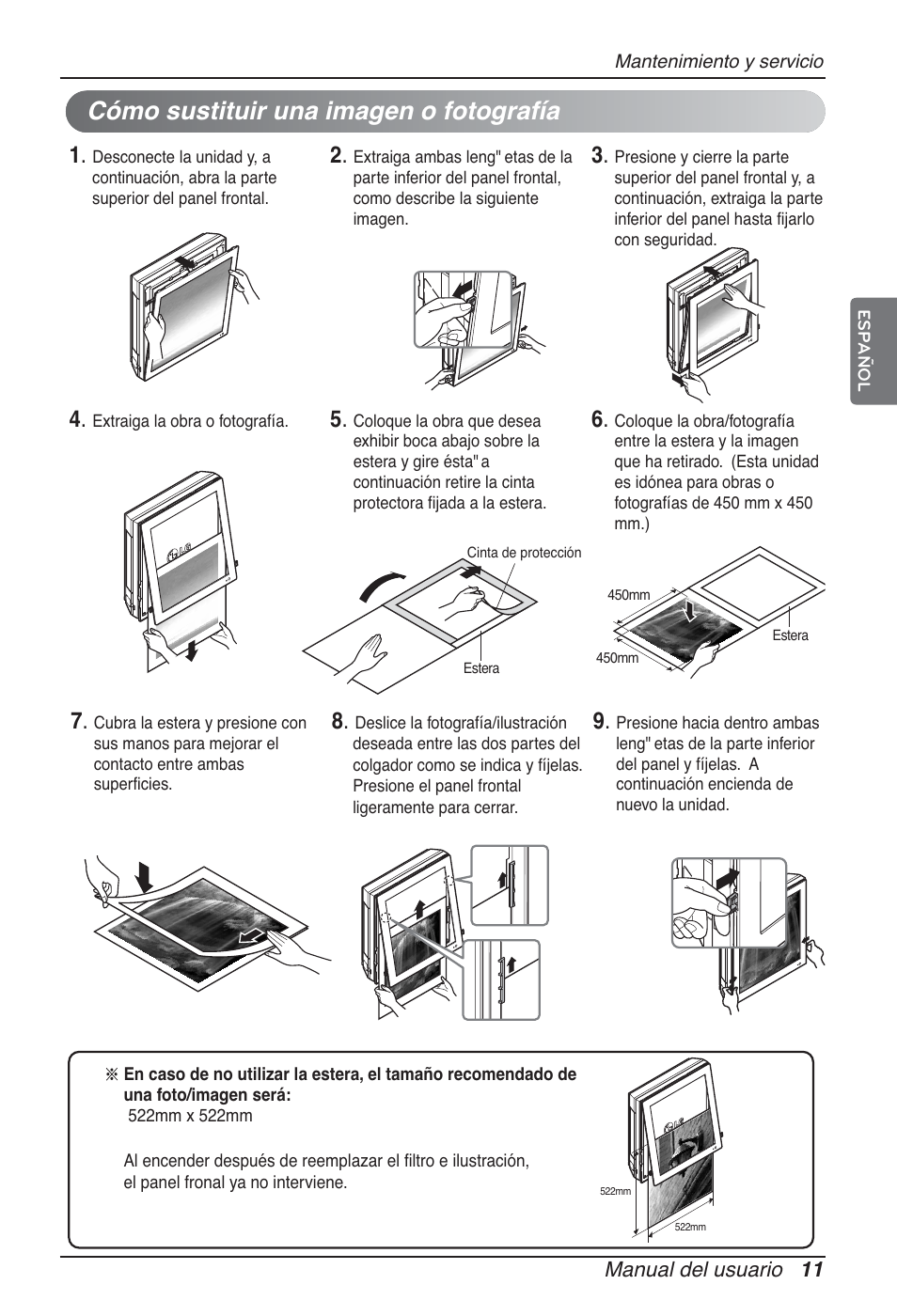 Cómo sustituir una imagen o fotografía | LG ARNU09GSFE2 User Manual | Page 39 / 239