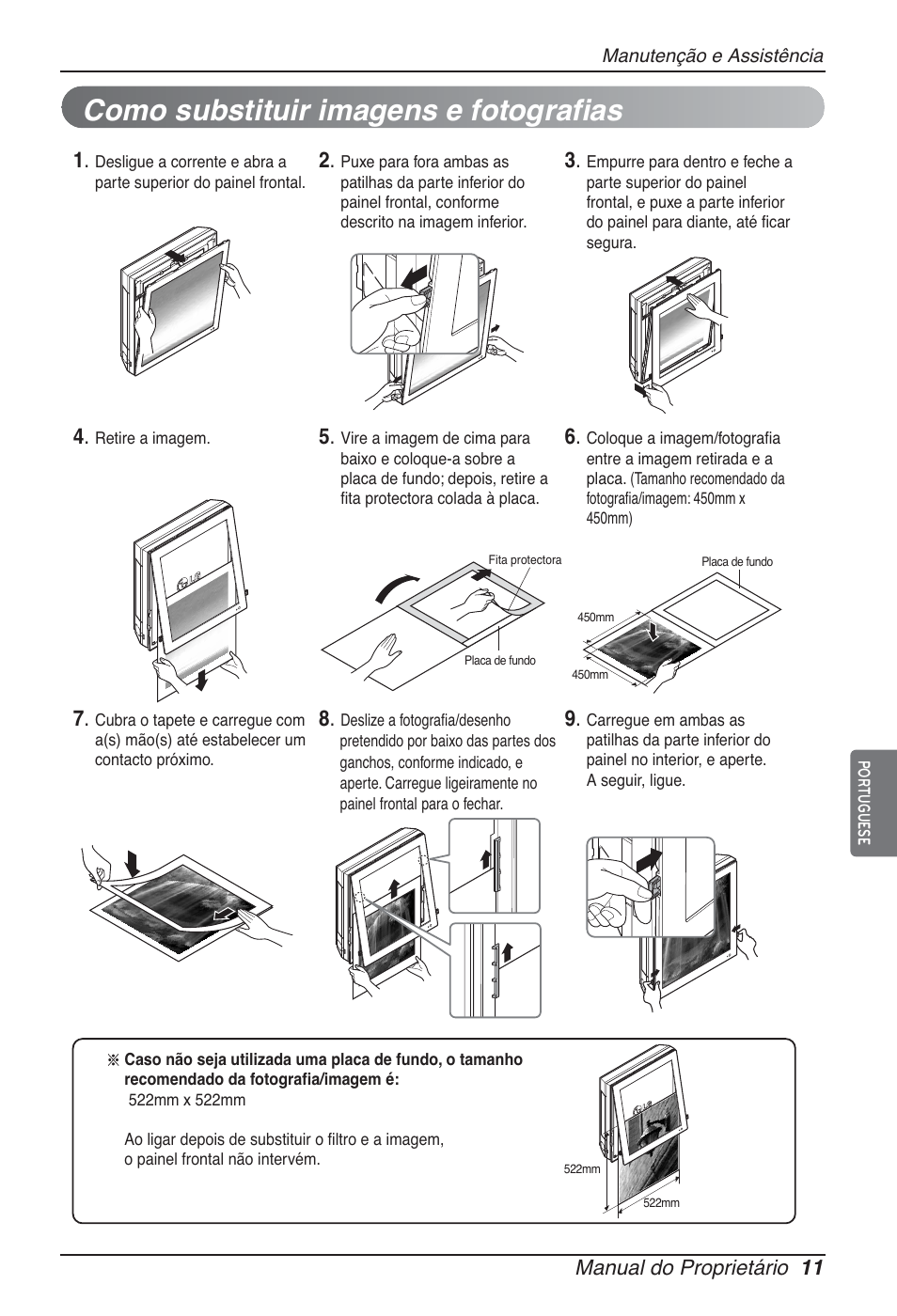 Como substituir imagens e fotografias | LG ARNU09GSFE2 User Manual | Page 95 / 239