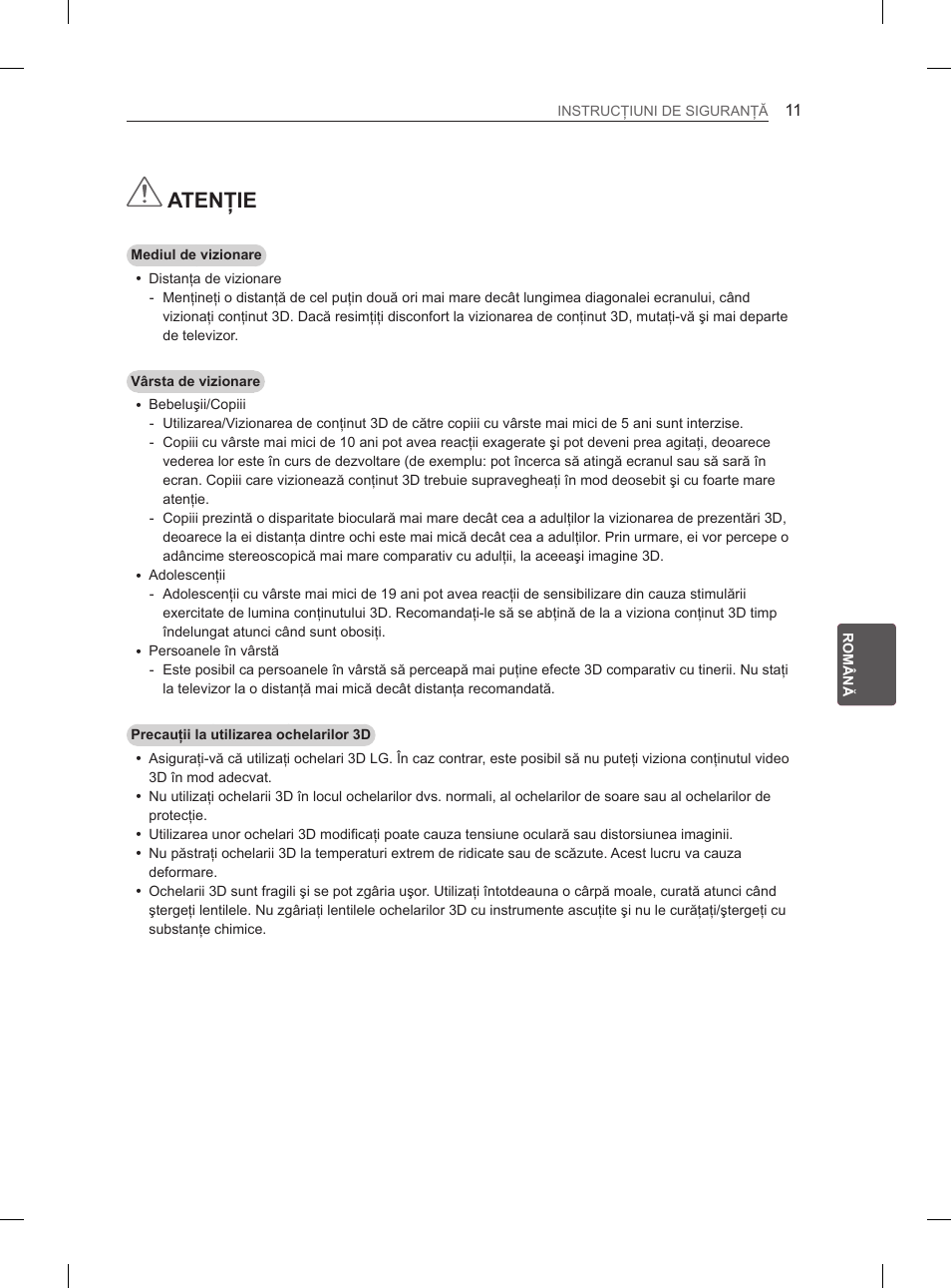 Atenţie | LG 37LN540B User Manual | Page 138 / 439