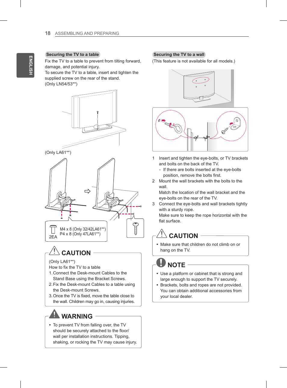 Caution, Warning | LG 37LN540B User Manual | Page 25 / 439