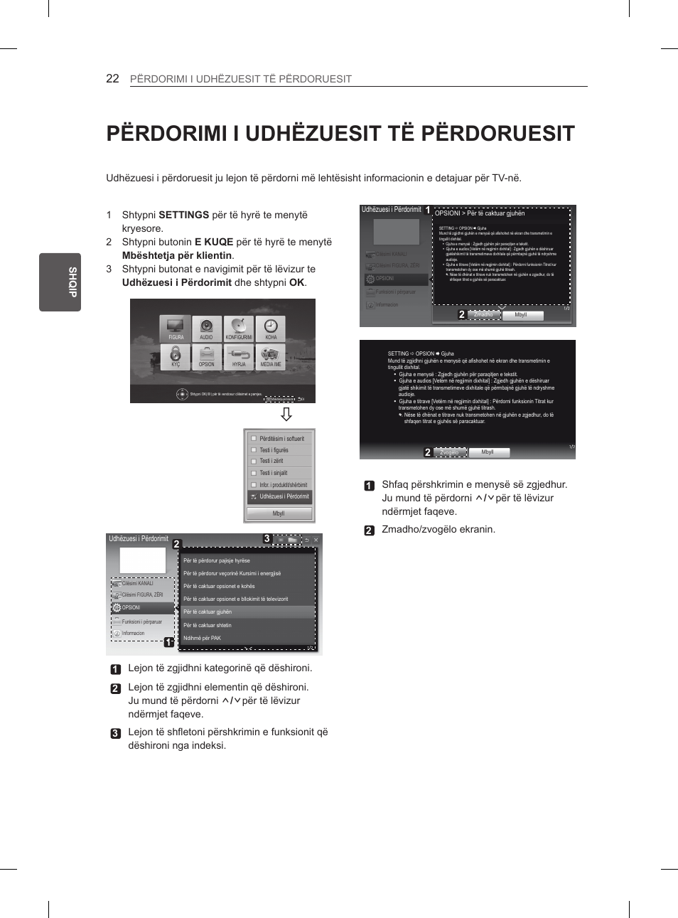 Përdorimi i udhëzuesit të përdoruesit, Engshqip përdorimi i udhëzuesit të përdoruesit | LG 37LN540B User Manual | Page 317 / 439