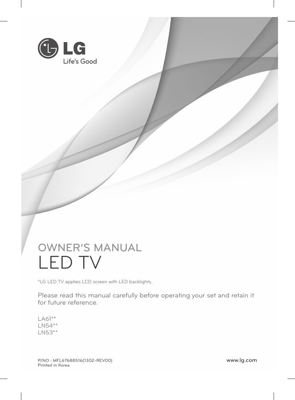 Mfl67688516_0220, Led tv, Owner’s manual | LG 37LN540B User Manual | Page 4 / 439