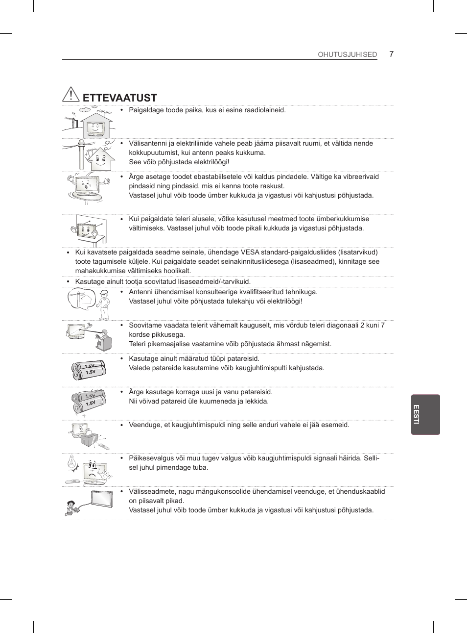 Ettevaatust | LG 42LS3400 User Manual | Page 169 / 397