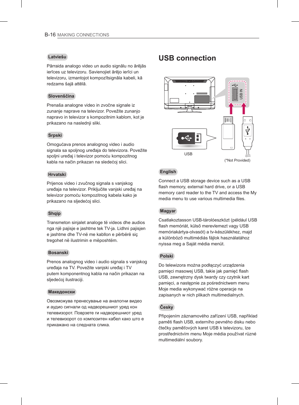 Usb connection | LG 42LS3400 User Manual | Page 376 / 397